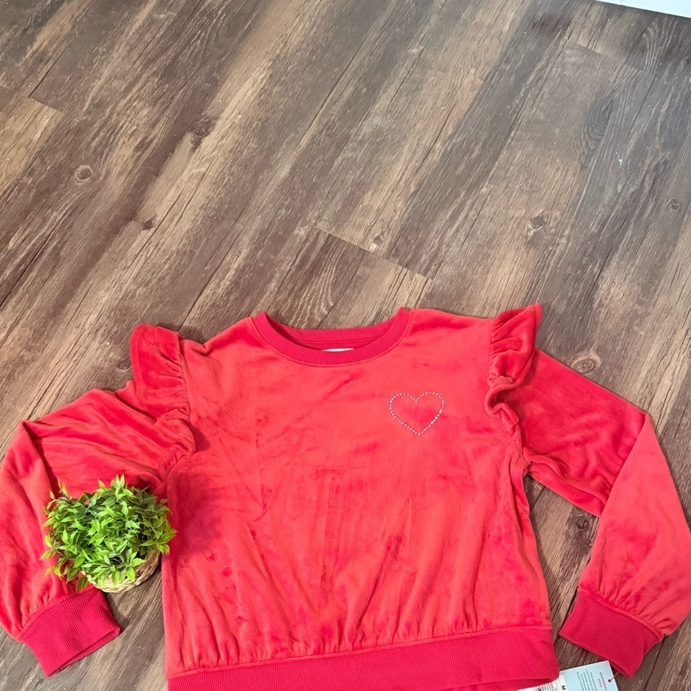 Cat & Jack Red Sweatshirt with Ruffle Sleeves